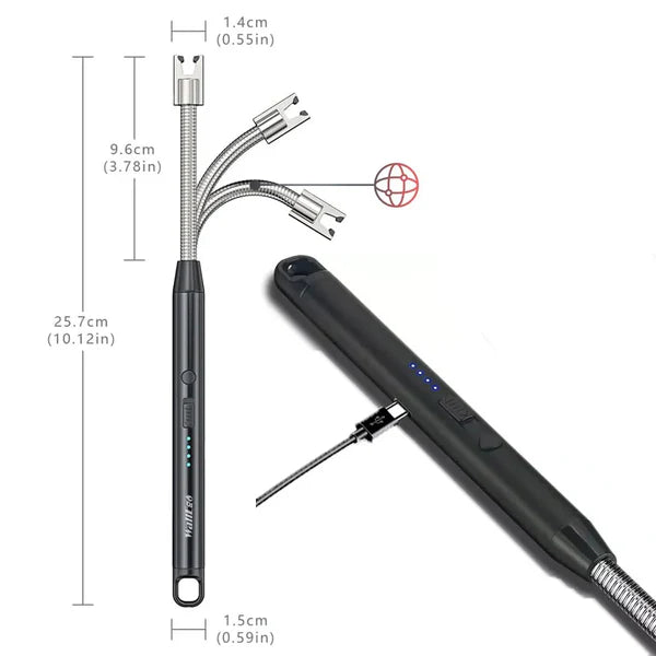 Electric USB Rechargeable Lighter | 360° Flexible Long Neck | Flameless Arc with LED Indicator
