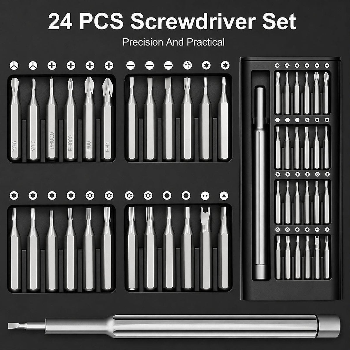 24-in-1 Multifunction Precision Screwdriver Set with Magnetic Tips
